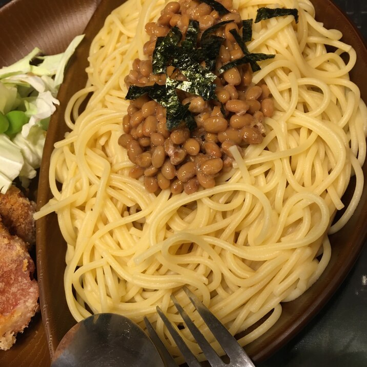 だしの素で簡単納豆パスタ